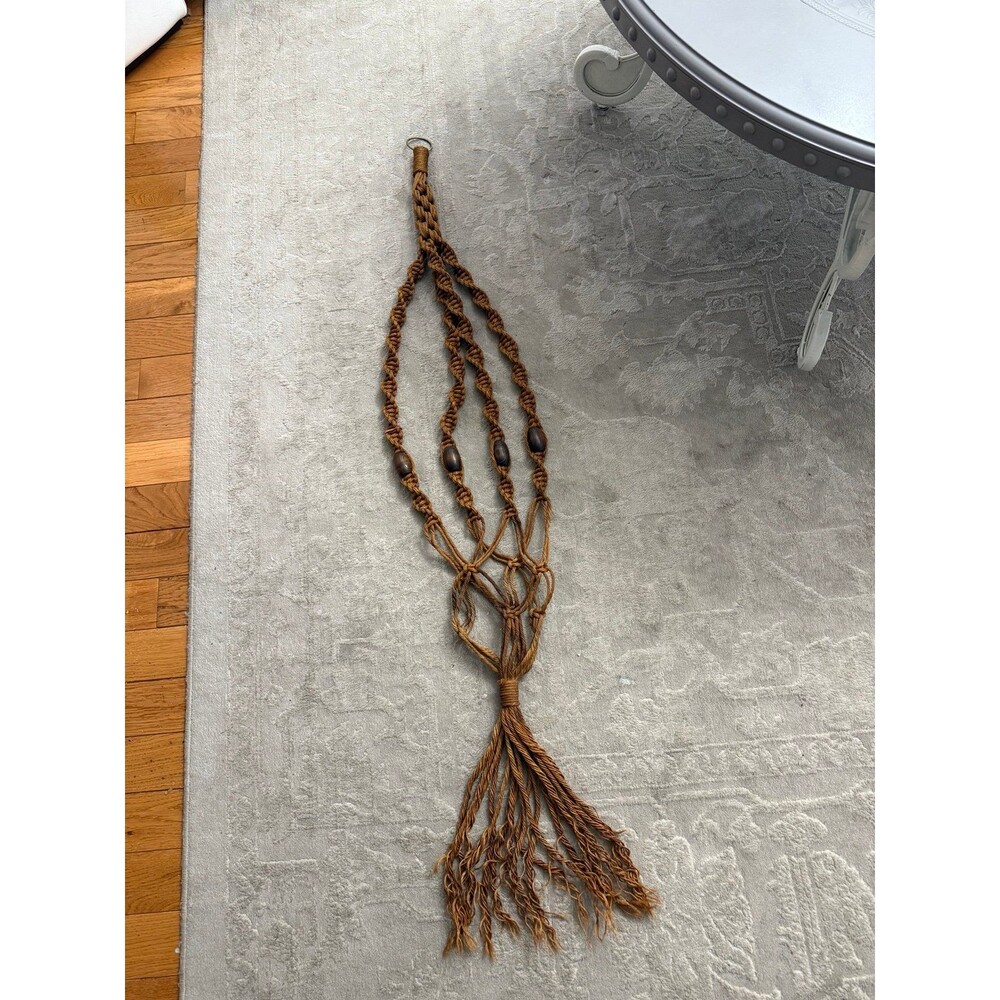 Huge Vintage Jute Macrame Plant Hanger 57” Length